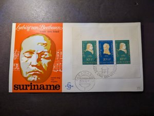 1970 Suriname Souvenir First Day Cover FDC Paramaribo Ludwig Van Beethoven