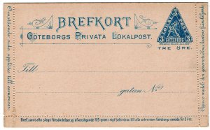 (I.B) Sweden Local Post : Gothenburg Letter Card 3 Ore