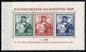 GERMANY ALLIED 1949 HANOVER TRADE FAIR MINI SHEET MINT (NH) P.14 SGA145 SUPERB