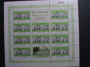 ​ST. VINCENT 1975 SC#438  200TH  ANNIV: AMERICAN INDEPENDENCE MNH SHEET VF