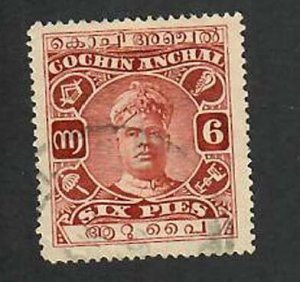 Cochin State- India;  Scott 25; 1922; Used