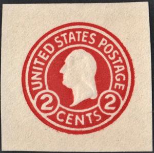 SC#U429 2¢ Washington Cut Square (1915) Uncancelled