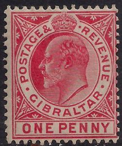 Gibraltar 1906 - 12 KEV11 1d Carmine MM SG 67 ( R341 )