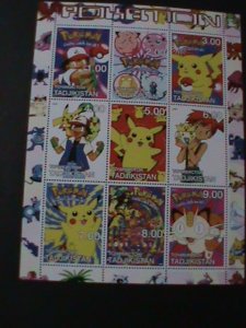 ​TAJIKISTAN-2001-  POKEMON-GOTTA CATCH THEM ALL-MNH-SHEET VERY FINE-LAST ONE