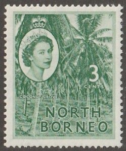 North Borneo, stamp, Scott#263,  mint, hinged,  3 cents,  Queen