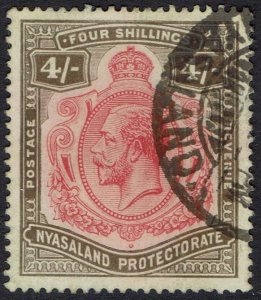 NYASALAND 1913 KGV 4/- WMK MULTI CROWN CA USED