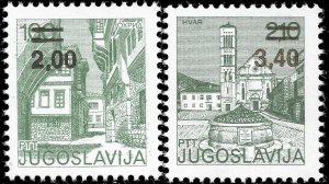 Yugoslavia #1382-83  MNH - View Defins. Surcharged (1978)