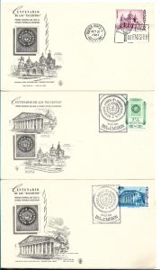 ARGENTINA 1961 CENTENARY OF FIRST POSTAGE STAMPS 3 FIRST DAY COVERS FDC