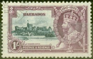 Barbados 1935 1s Slate & Purple SG244L Kite & Horiz Log Superb Used Scarce