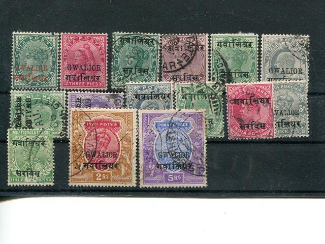 India Gwalior nice little lot mint and used  - Lakeshore Philatelics