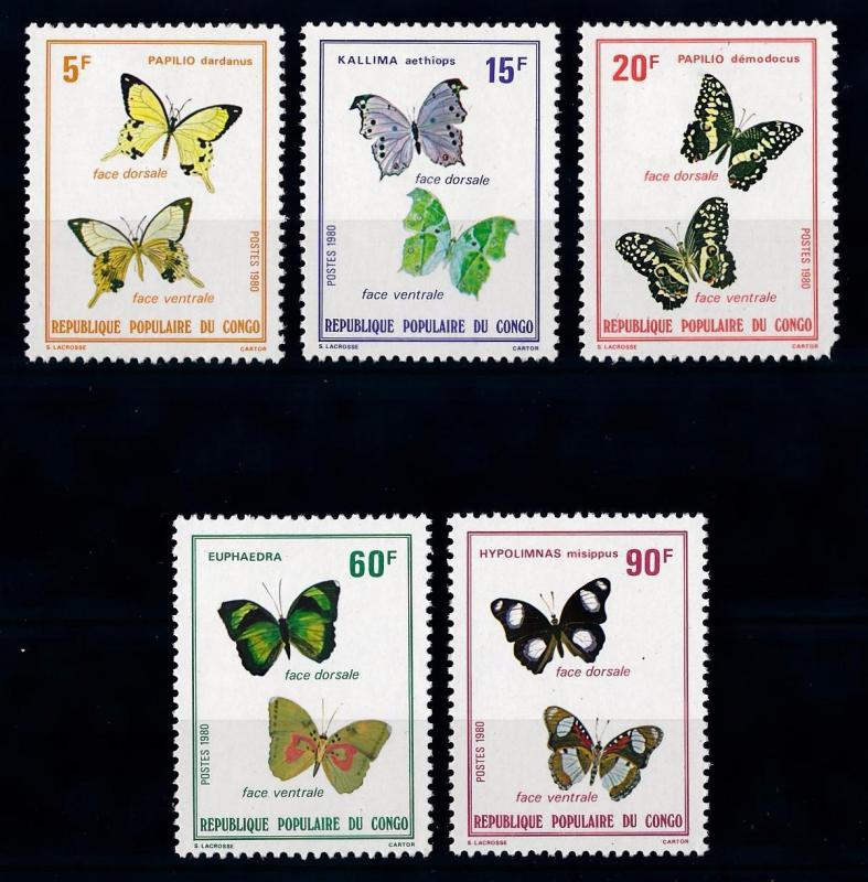 [65607] Congo Brazzaville 1980 Butterflies 20F short corner MLH