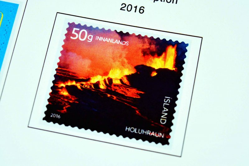 COLOR PRINTED ICELAND 2011-2016 STAMP ALBUM PAGES (29 illustrated pages)