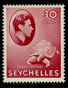 SEYCHELLES GVI SG142, 30c carmine, M MINT. Cat £50. CHALKY