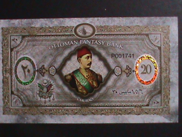 ​TURKEY-OTTOMAN -COLLECTIBLE 20 UVRE UNCIRCULATED-POLYMAR-NOTE VERY FINE