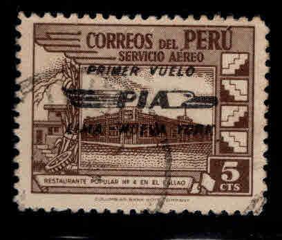 Peru  Scott C76 Used overprinted Airmail stamp