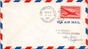 FFC 1947 - US Airmail - Los Angeles, CA to San Jose, California - F52134