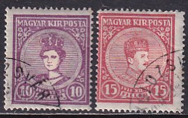 Hungary 1916 Sc 104-5 Coronation King Charles 4th Queen Zita Dec 30 Stamp Used