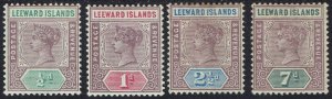 LEEWARD ISLANDS 1890 QV KEY TYPE RANGE TO 7D