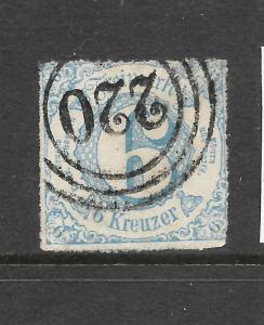 THURN & TAXIS  1866   6k  BLUE   FU       SG 82