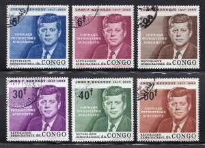 Congo, Democratic Republic 1964 Set of 6 Kennedy, Scott 514-519 CTO