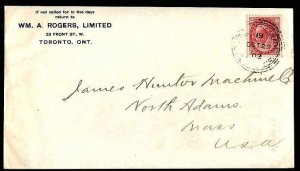 Canada-covers #11431 - 2c Numeral - York County - Toronto, Ont 3 ring circle