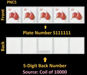 US 5039 Pears 10c #on# PNC5 S111111 5d back # MNH 2016