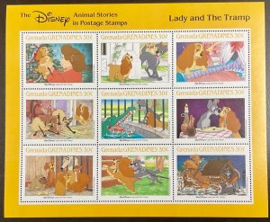 Grenada Grenadines Disney Lady and the Tramp Sheet of 9   1988