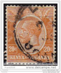 Kenya Uganda Tanganyika 1922, King George V, 20c, used