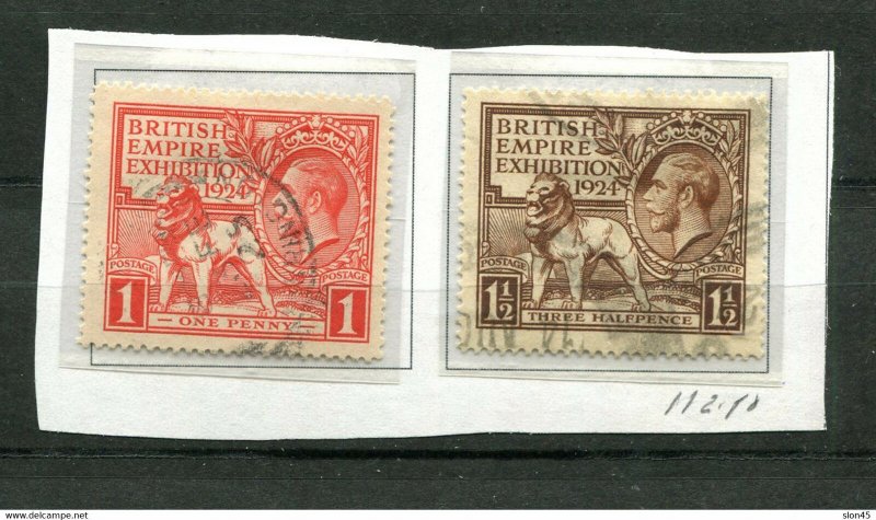 Great Britain 1924 British Empire Exhibition Sc 185-6 Used 11424 