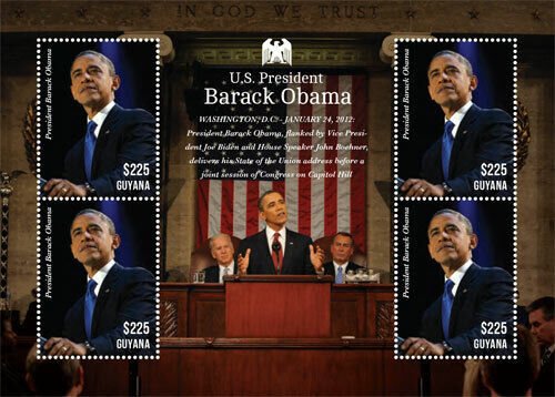 Guyana - 2013 - President Barack Obama - Sheet Of 4 - MNH