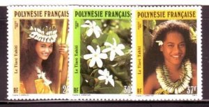 FRENCH POLYNESIA Sc 553-54 NH ISSUE OF 1990 - TIARE FLOWERS