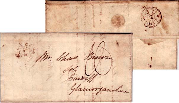 Great Britain [Cardiff] 1817 Dateline with ms 1 on Stampless Folded Letter Lo...