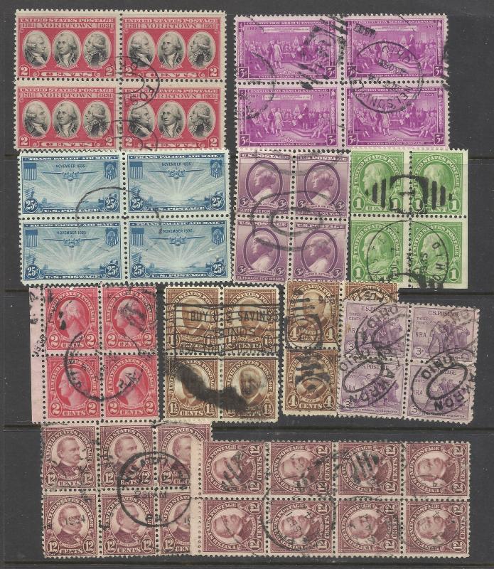 C20, 703, 798, 684-5 Eleven Blocks of 4 (or More) Used F/VF
