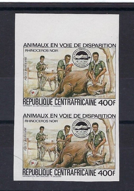 1983 Central Africa Rep Scouts World Jamboree animals extinction Imperf pair