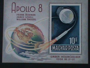 HUNGARY-1968- APOLLO 8,COMMEMORATIVE OF 3 SPACEMEN TO THE MOON- MNH S/S VF
