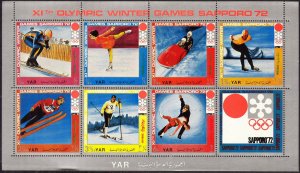 {Y112} Yemen 1971 Olympics Sapporo Sheet  MNH 8Eur. Slightly folded Corner !