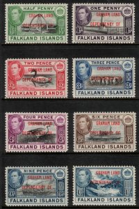 FALKLAND DEPENDENCIES 1944 Graham Land Overprints; Scott 2L1-8, SG A1-8; MNH