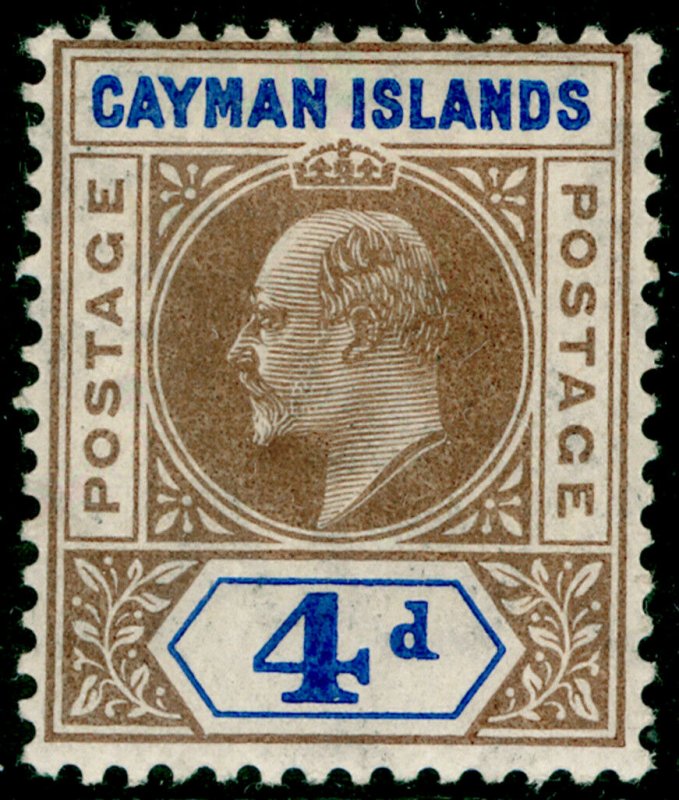 CAYMAN ISLANDS SG13, 4d brown & blue, LH MINT. Cat £40. 