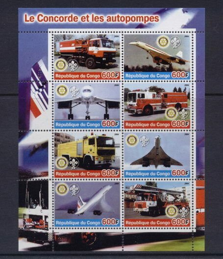 2005 concorde and fire engines M/S 8 values #1 scouts rotary 