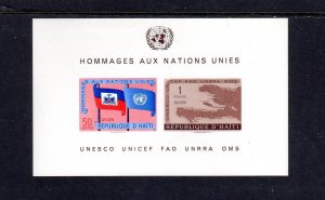 HAITI #C135a 1958 FLAG OF HAITI & U.N MINT VF NH O.G IMPERF. S/S aa