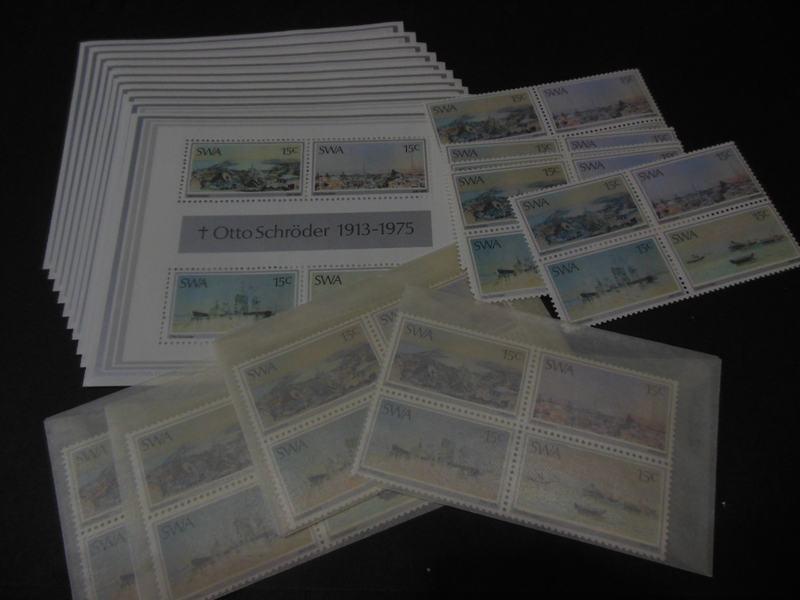 SOUTH WEST AFRICA : 1975. Scott #380-83, 383a Paintings. 10 sets + 10 S/S VF MNH