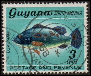 Guyana 41 - Used - 3c Peacock Cichlid (1968) +