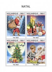 Mozambique - 2018 Christmas Santa - 4 Stamp Sheet - MOZ18503a