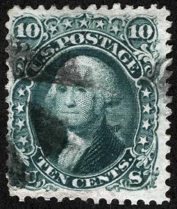 US Sc 89 Green 10¢ E Grill Cork Handstamp Cancel