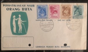 1956 Bandung Indonesia First Day cover FDC Blind Of Indonesia