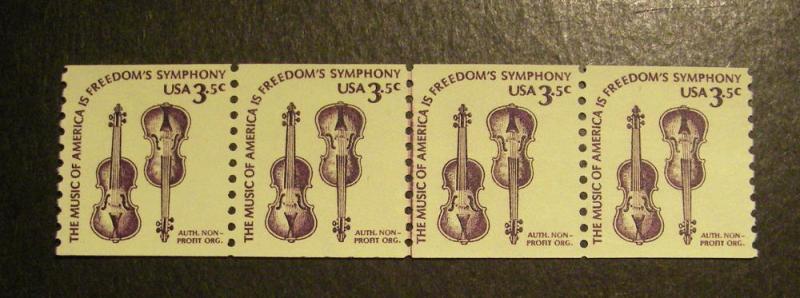 Scott 1813, 3.5 cent Violins, Line Pair in strip of 4