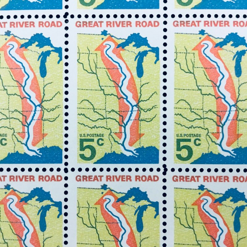 1319 Great River Road Publicity MNH 5 c Sheet of 50 FV $2.50  1966