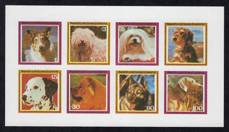 Equatorial Guinea Dogs Imperforate Sheet of Eight Unused