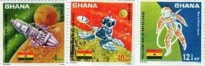 Ghana 1967 - Space Exploration - Set of 3 Stamps - Scott #305-07 - MNH