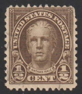 SC# 653 - (1/2c) - Hale, olive brown, pf 11x10.5, used single